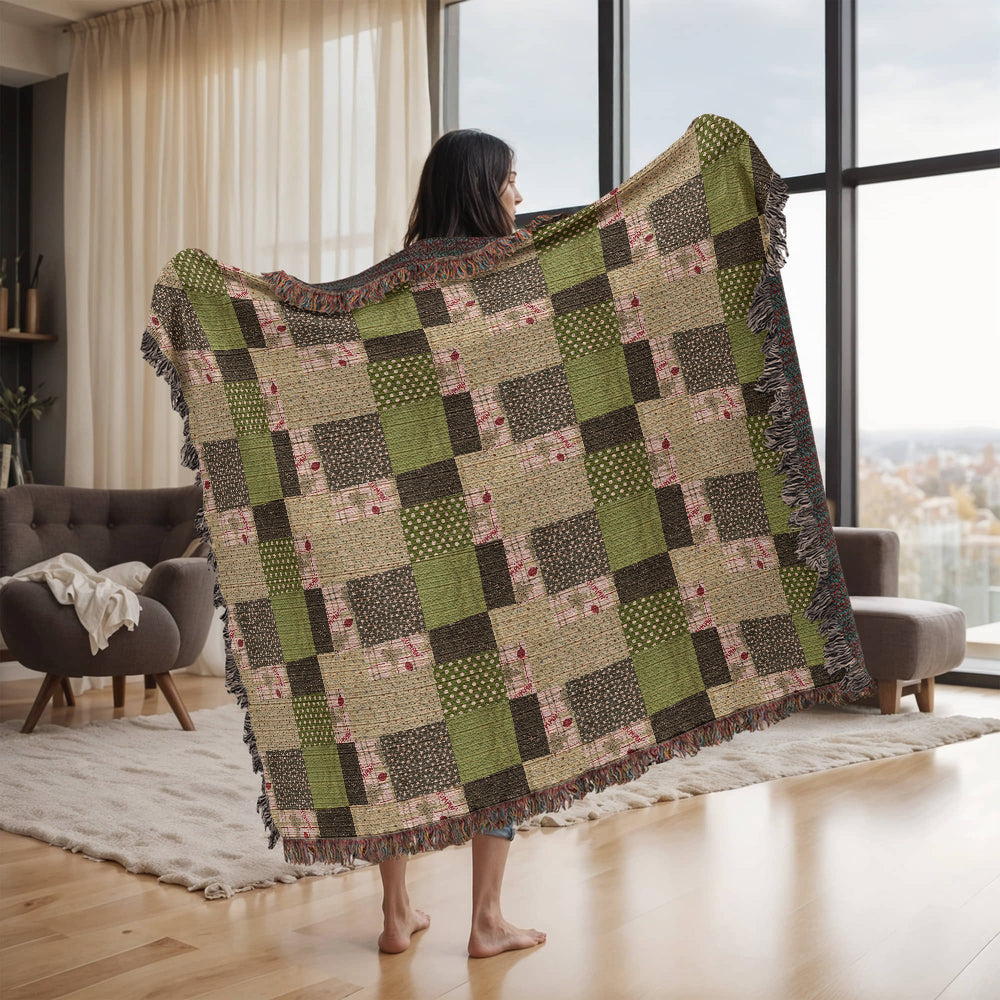 Glenna's green Heirloom woven blanket 1,920 x 1,600 x 3 to size landscape blanket