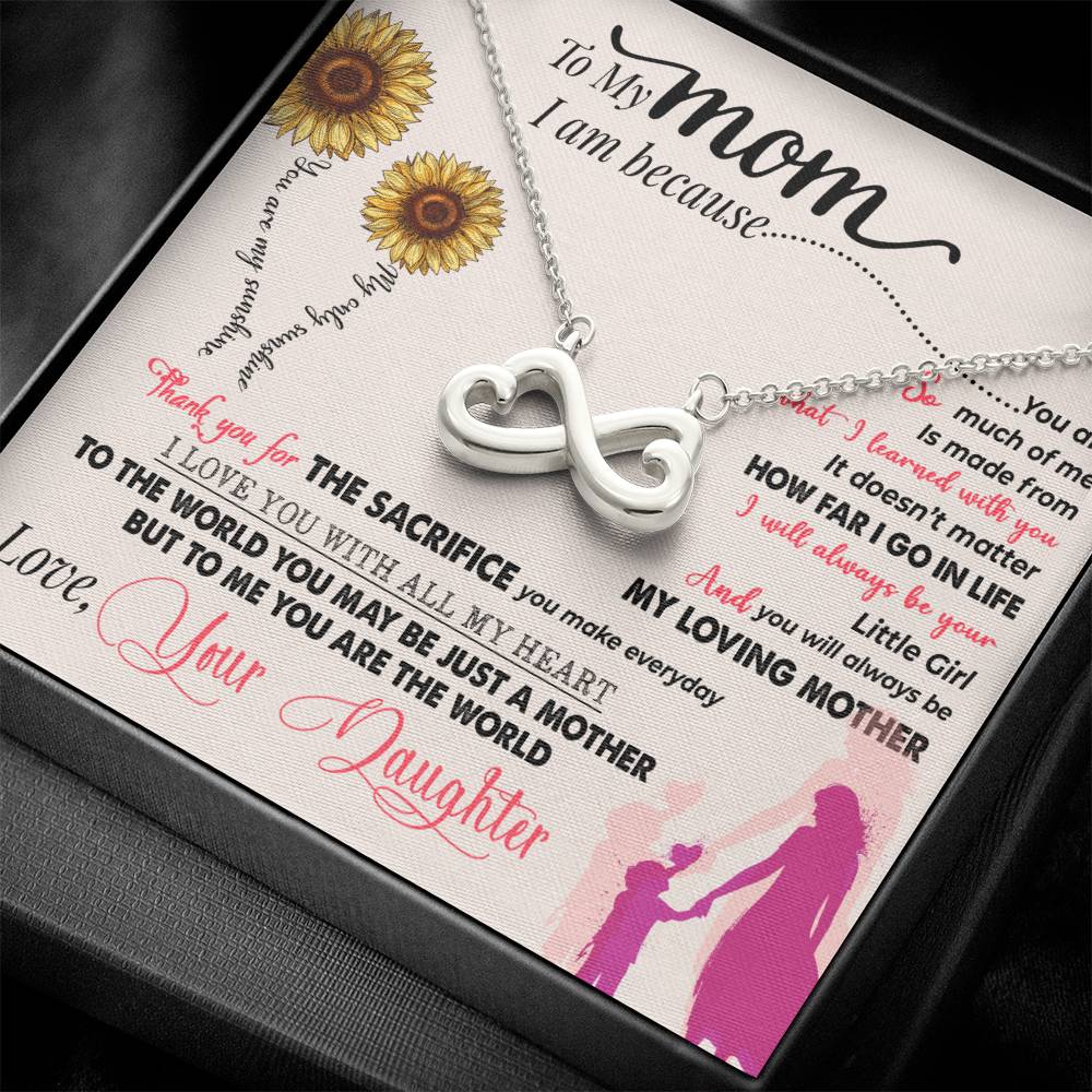 Gift card with a endless love necklace pendant - looks like a side ways eight