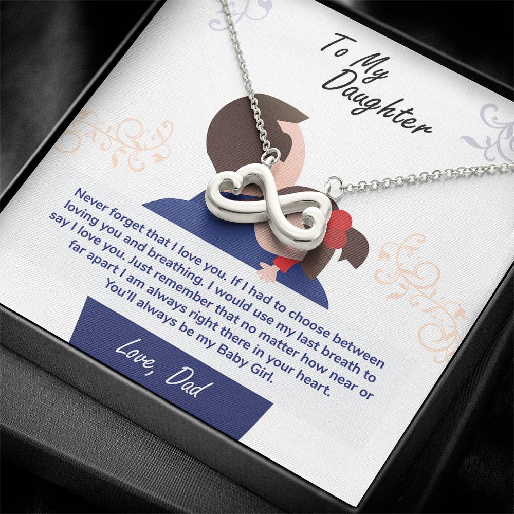 gift card with an endless love pendant white gold finish necklace in the form of an side ways eight made of two hearts
