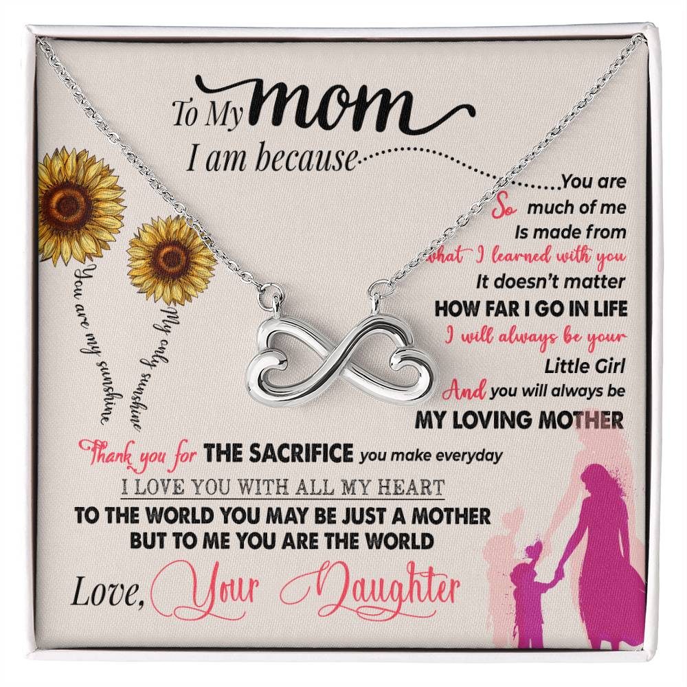Gift card with a endless love necklace pendant - looks like a side ways eight