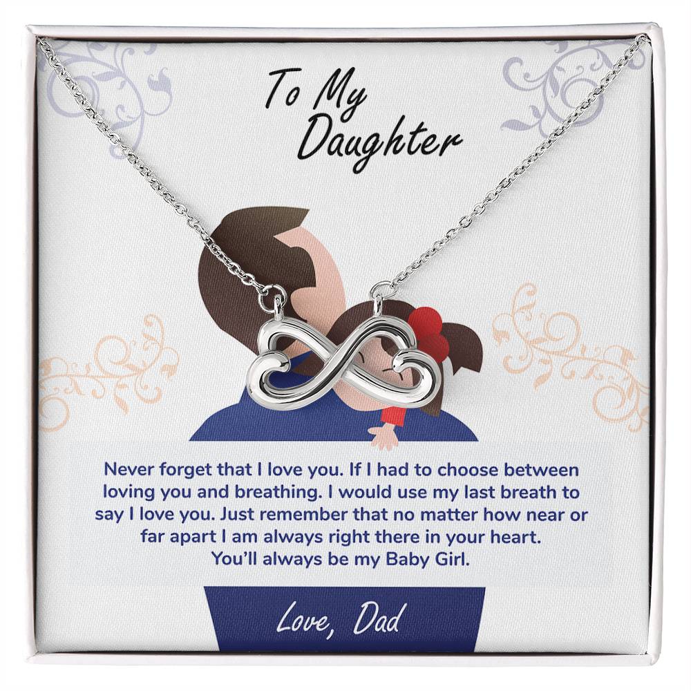 gift card with an endless love pendant white gold finish necklace in the form of an side ways eight made of two hearts