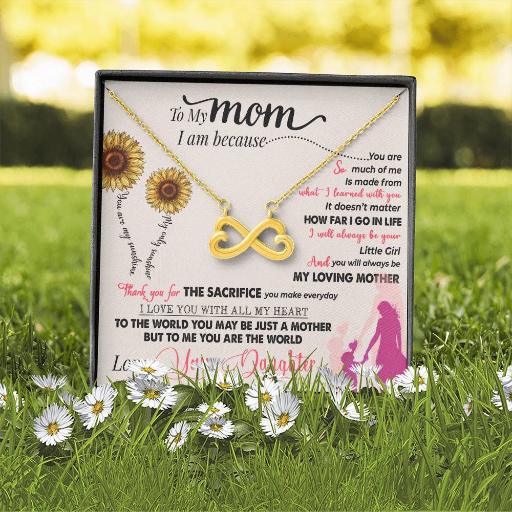 Gift card with a endless love necklace pendant - looks like a side ways eight