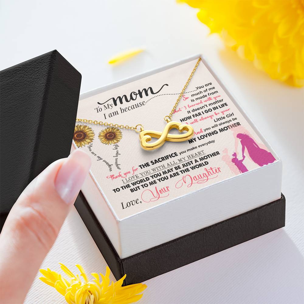 Gift card with a endless love necklace pendant - looks like a side ways eight