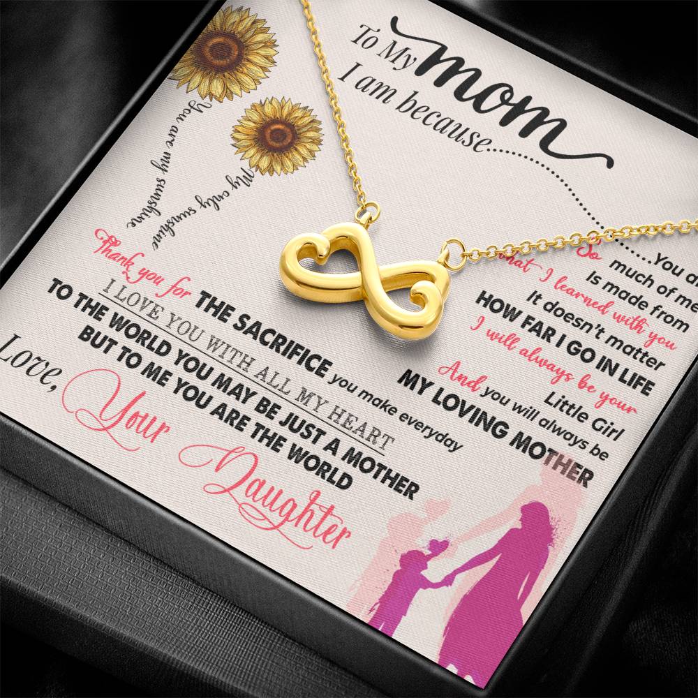 Gift card with a endless love necklace pendant - looks like a side ways eight