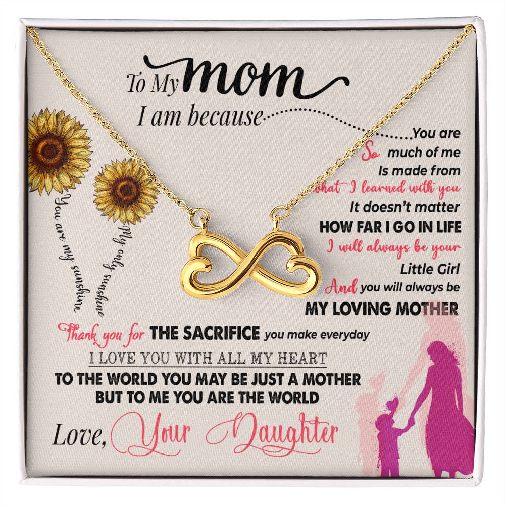 Gift card with a endless love necklace pendant - looks like a side ways eight