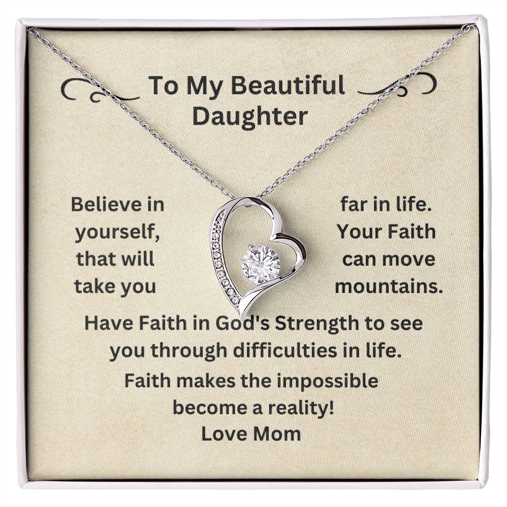 Daughter - Have faith In Yourself - Dainty Heart Necklace