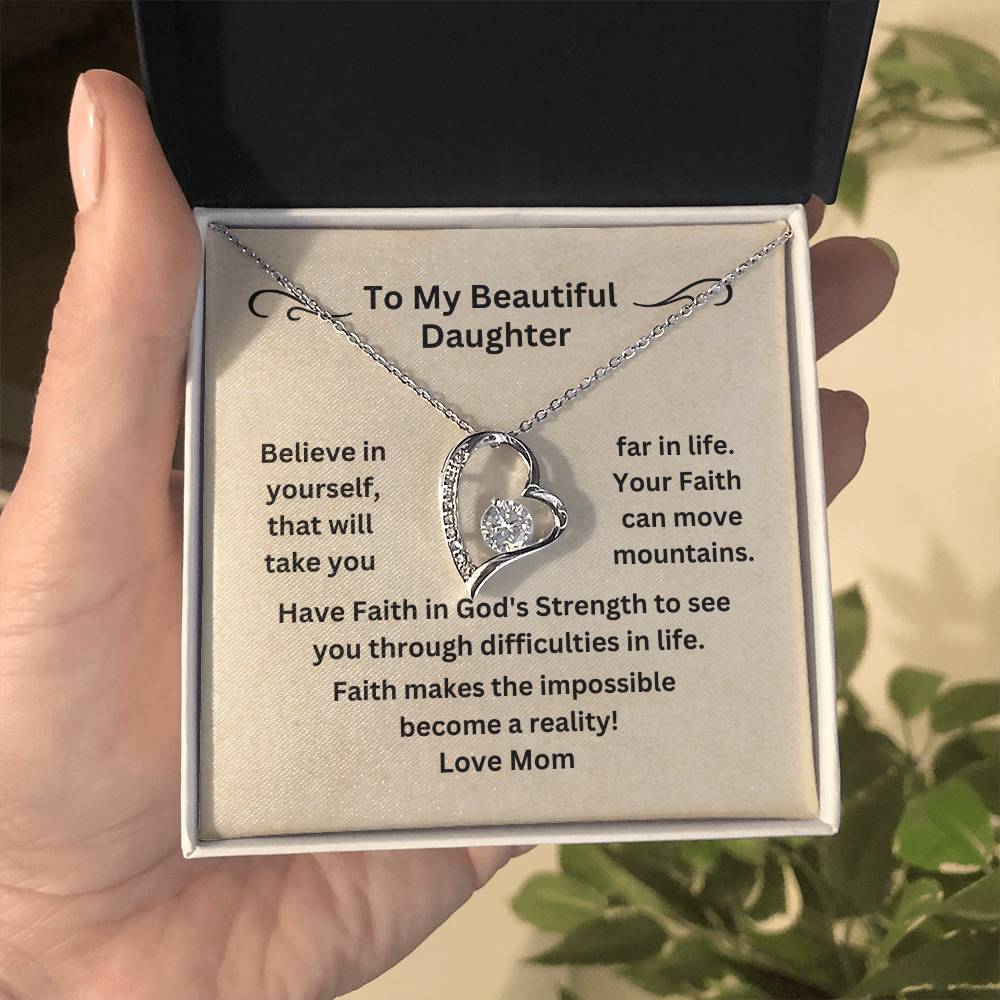 Daughter - Have faith In Yourself - Dainty Heart Necklace