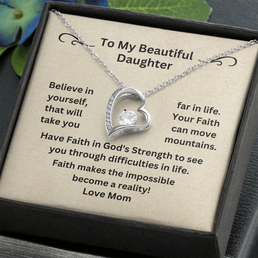 Daughter - Have faith In Yourself - Dainty Heart Necklace