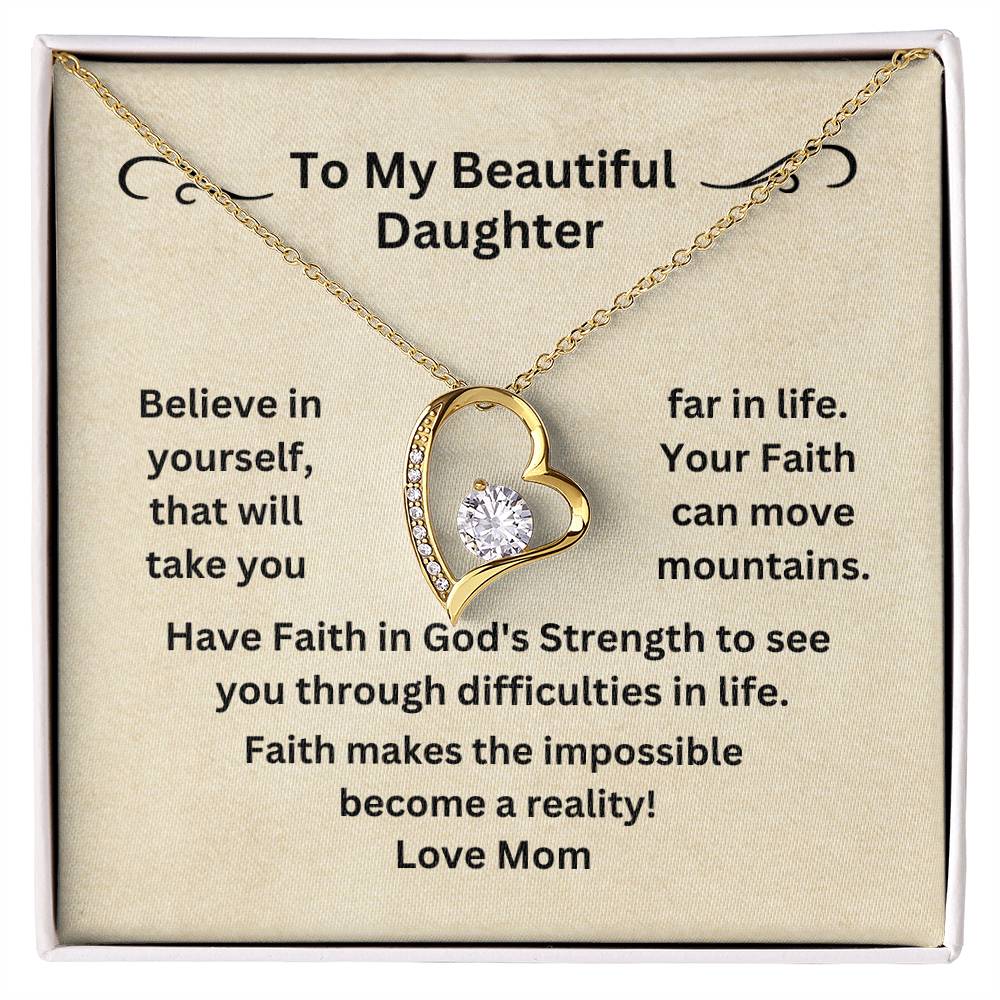 Daughter - Have faith In Yourself - Dainty Heart Necklace