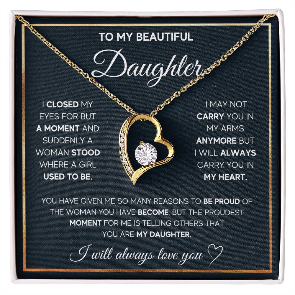 The dazzling Forever Love Necklace is sure to make her heart melt! This necklace features a stunning 6.5mm CZ crystal surrounded by a polished heart pendant embellished with smaller crystals to add extra sparkle and shine. Beautifully crafted with either a white gold or yellow gold finish, be sure to give her a classic gift she can enjoy everyday.