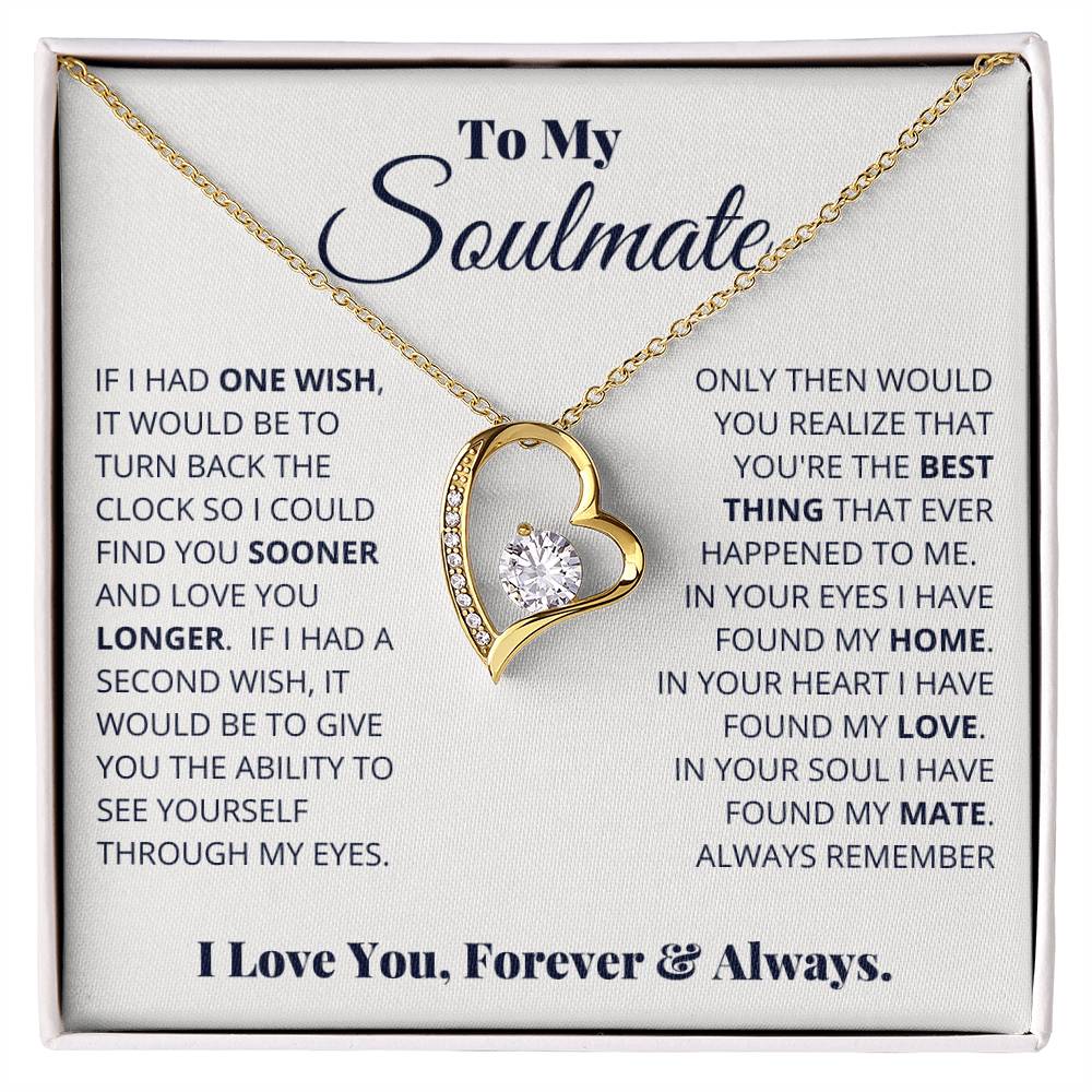 gift card with a large cz diamond in the middle of a heart necklace for a soulmate