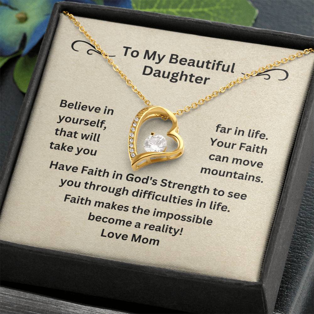 Daughter - Have faith In Yourself - Dainty Heart Necklace