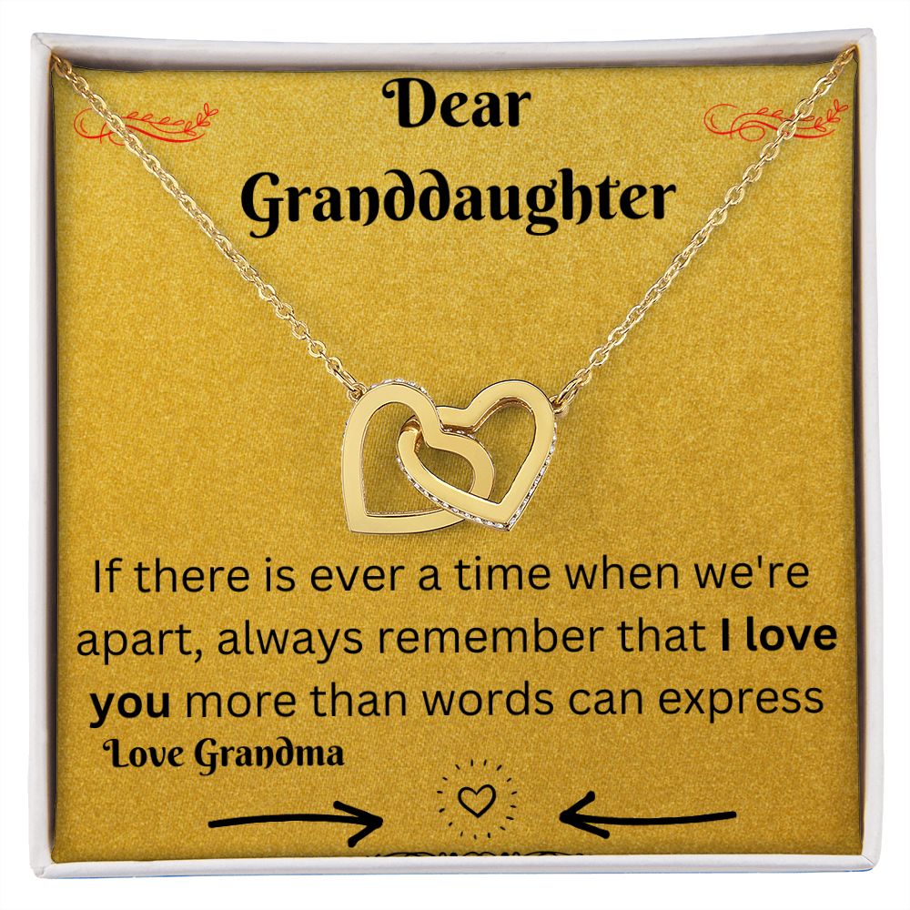 Granddaughter Necklace - I Love You More Than Words Can Express, Dear Granddaughter Necklace, Interlocking Hearts Necklace