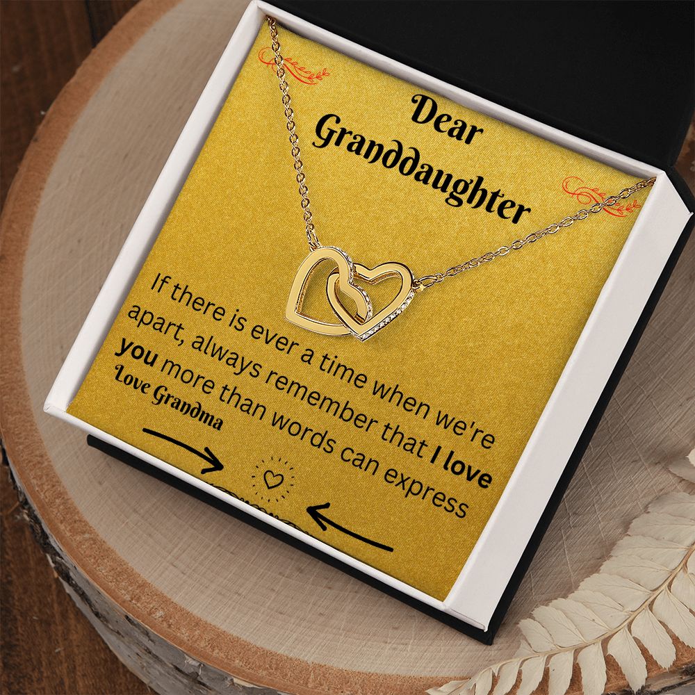 Granddaughter Necklace - I Love You More Than Words Can Express, Dear Granddaughter Necklace, Interlocking Hearts Necklace