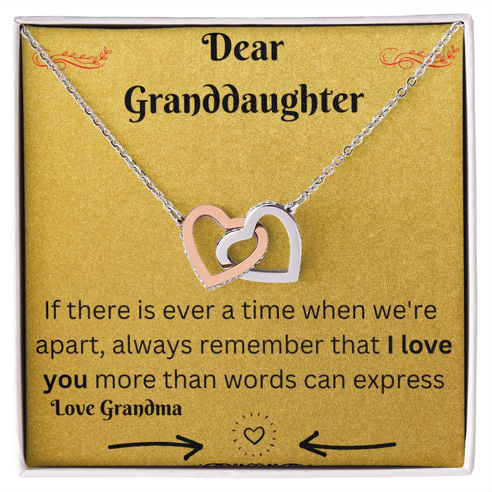 Granddaughter Necklace - I Love You More Than Words Can Express, Dear Granddaughter Necklace, Interlocking Hearts Necklace