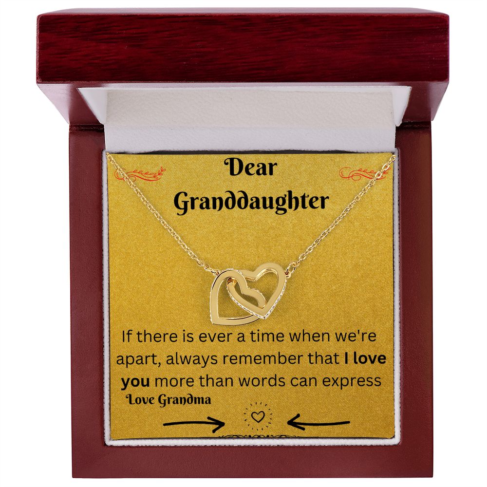 Granddaughter Necklace - I Love You More Than Words Can Express, Dear Granddaughter Necklace, Interlocking Hearts Necklace