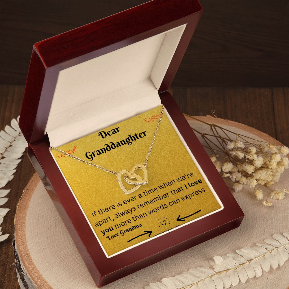 Granddaughter Necklace - I Love You More Than Words Can Express, Dear Granddaughter Necklace, Interlocking Hearts Necklace