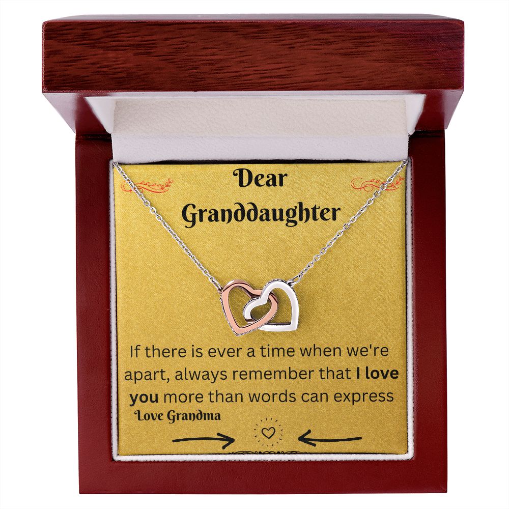 Granddaughter Necklace - I Love You More Than Words Can Express, Dear Granddaughter Necklace, Interlocking Hearts Necklace