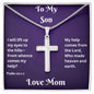 To My Son Cross Necklace, From Whence comes My help? Artisan Cross Necklace