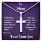 To Mom Cross Necklace, From Your Son - My Help Comes From The Lord, Who Made Heaven And Earth Psalm 121:1-2