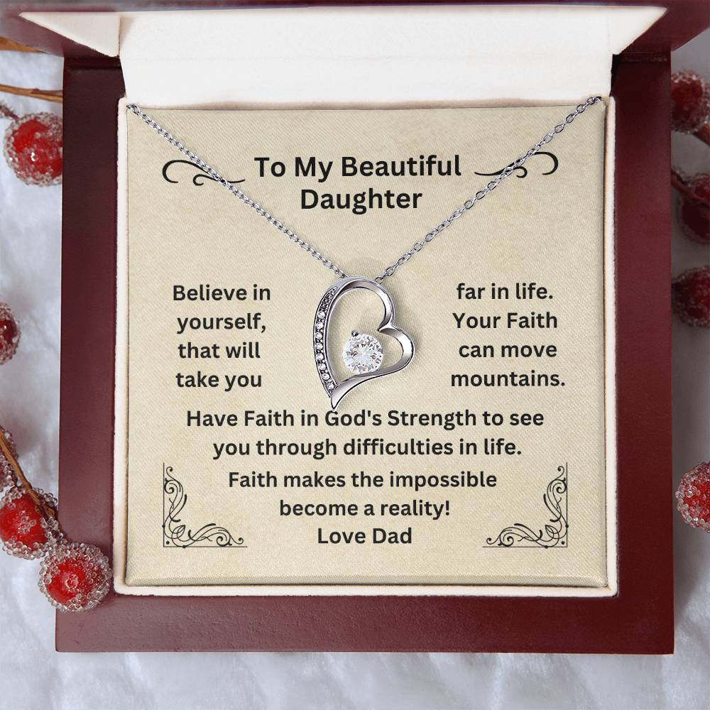 Daughter Dainty Heart Necklace Have Faith In Yourself