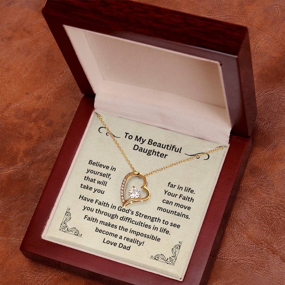 Daughter Dainty Heart Necklace Have Faith In Yourself