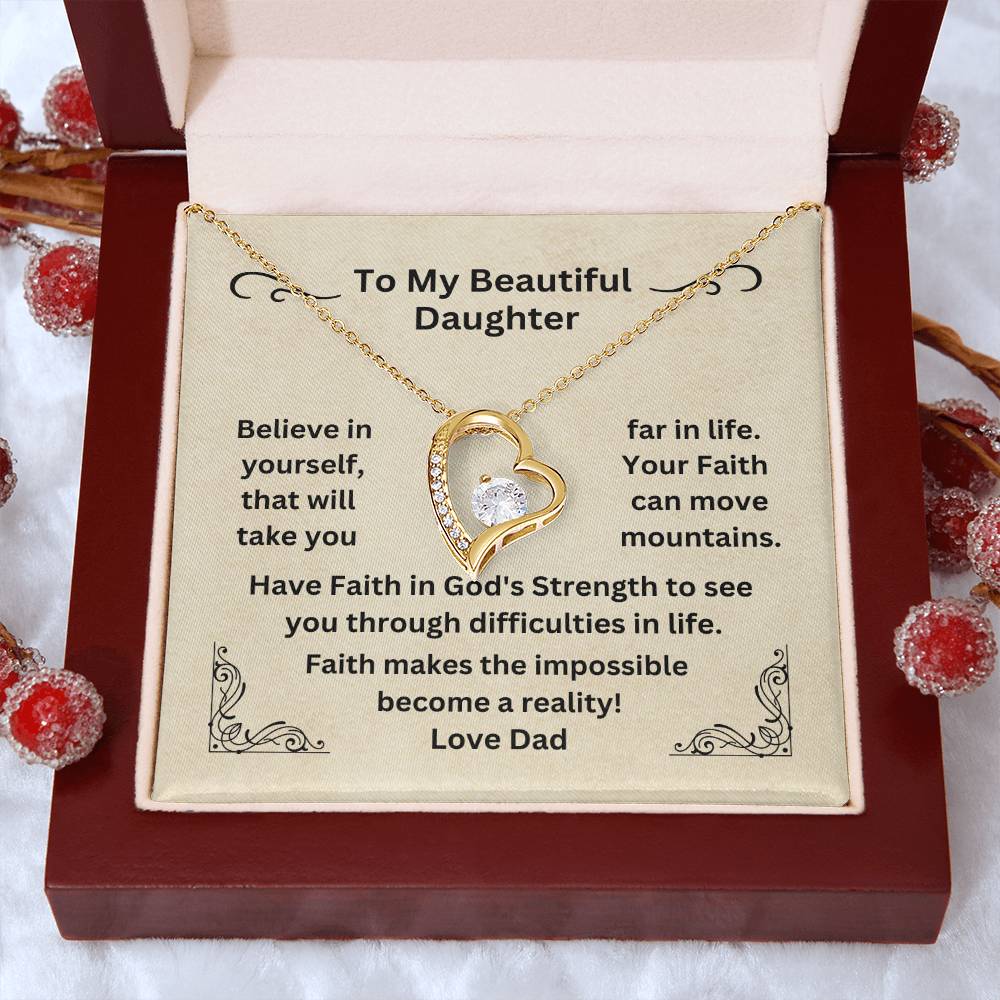 Daughter Dainty Heart Necklace Have Faith In Yourself