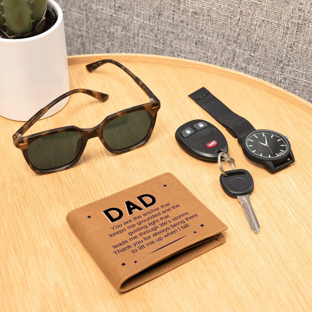 Dad, You are the anchor that keeps me  grounded - Leather wallet Gift For Dad