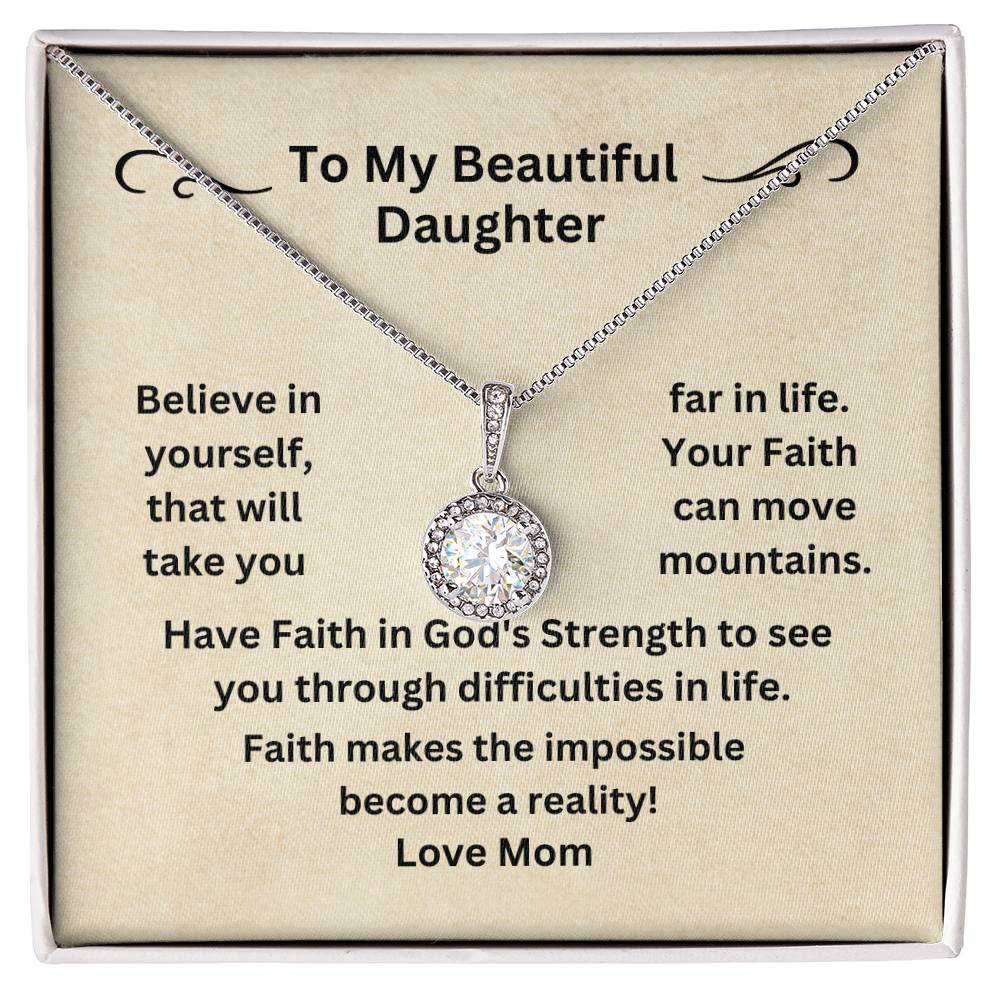 Daughter - Your Faith Can Move Mountains | Eternal Hope Necklace | Gift For Daughter From Mom