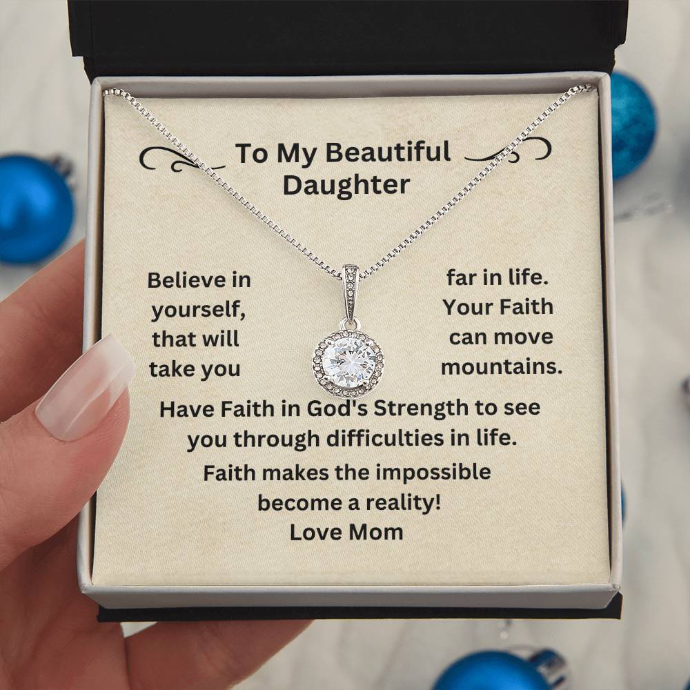 Daughter - Your Faith Can Move Mountains | Eternal Hope Necklace | Gift For Daughter From Mom