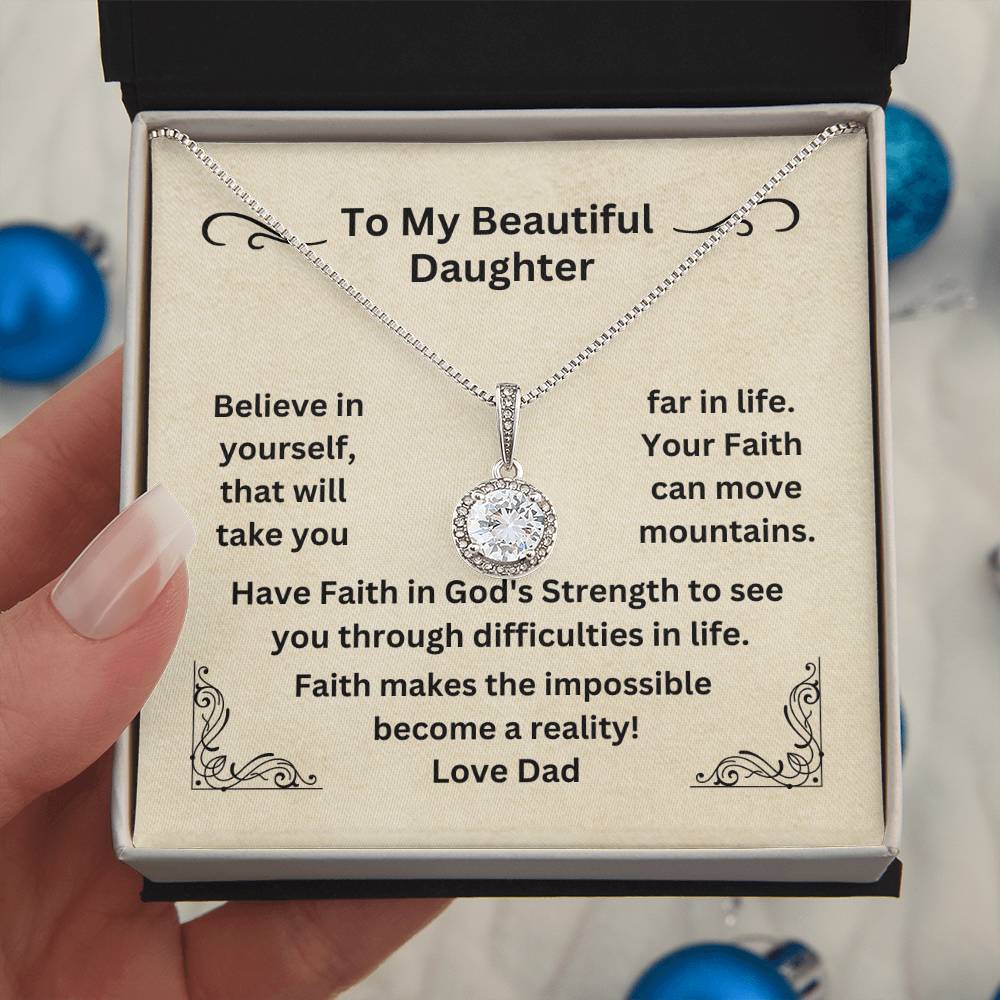 Daughter - Your Faith Can Move Mountains | Eternal Hope Necklace | Gift For Daughter From Dad