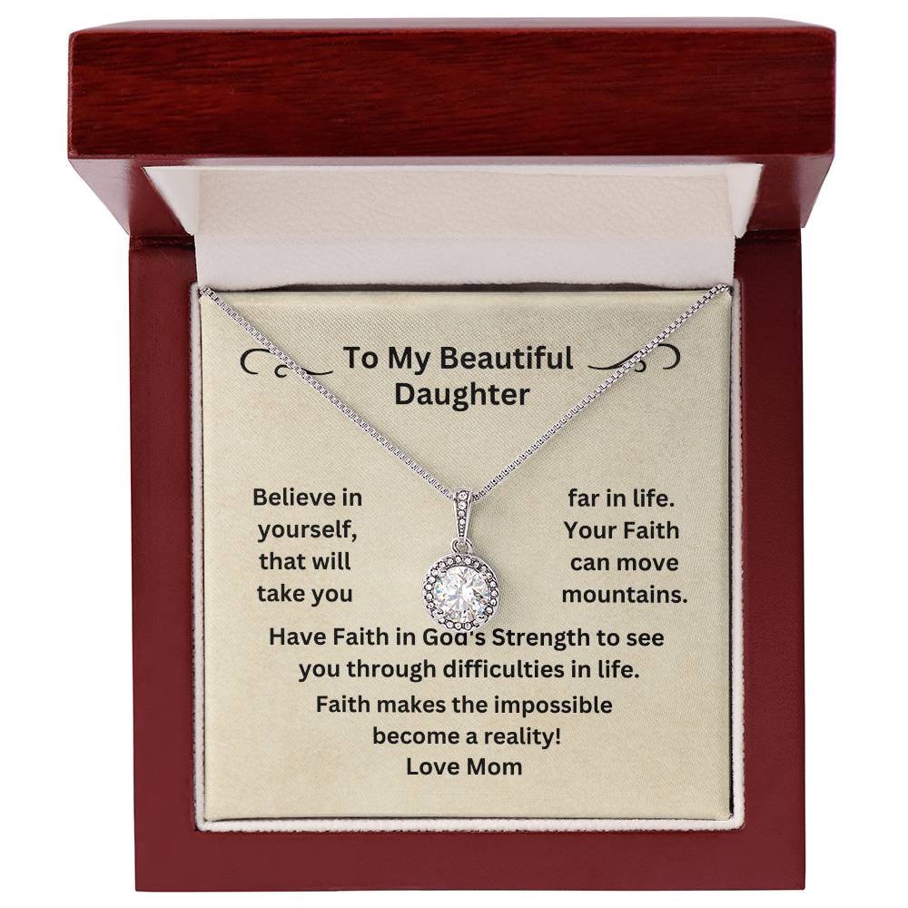 Daughter - Your Faith Can Move Mountains | Eternal Hope Necklace | Gift For Daughter From Mom