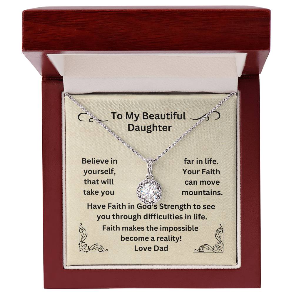 Daughter - Your Faith Can Move Mountains | Eternal Hope Necklace | Gift For Daughter From Dad