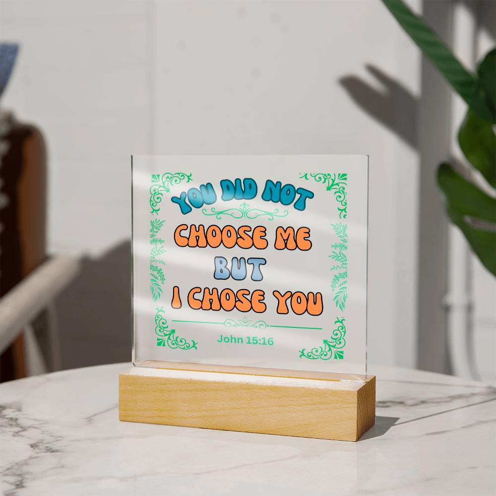 "Acrylic Plaque Night Light Product with Bible Verse: A stunning acrylic plaque featuring a comforting Bible verse, beautifully illuminated as a night light."