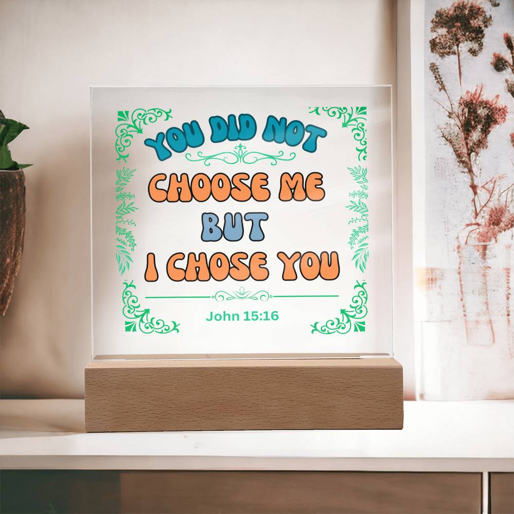 "Acrylic Plaque Night Light Product with Bible Verse: A stunning acrylic plaque featuring a comforting Bible verse, beautifully illuminated as a night light."