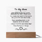 "An elegant Premium Acrylic Plaque gift for Mom displayed on a sleek Wooden Base, featuring heartfelt custom engraving to celebrate a special occasion or express your love and appreciation."