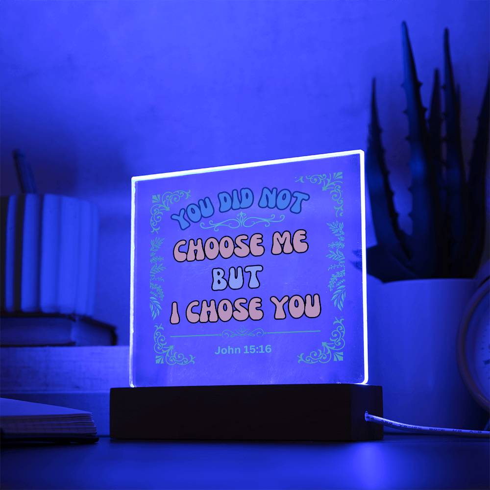 "Acrylic Plaque Night Light Product with Bible Verse: A stunning acrylic plaque featuring a comforting Bible verse, beautifully illuminated as a night light."