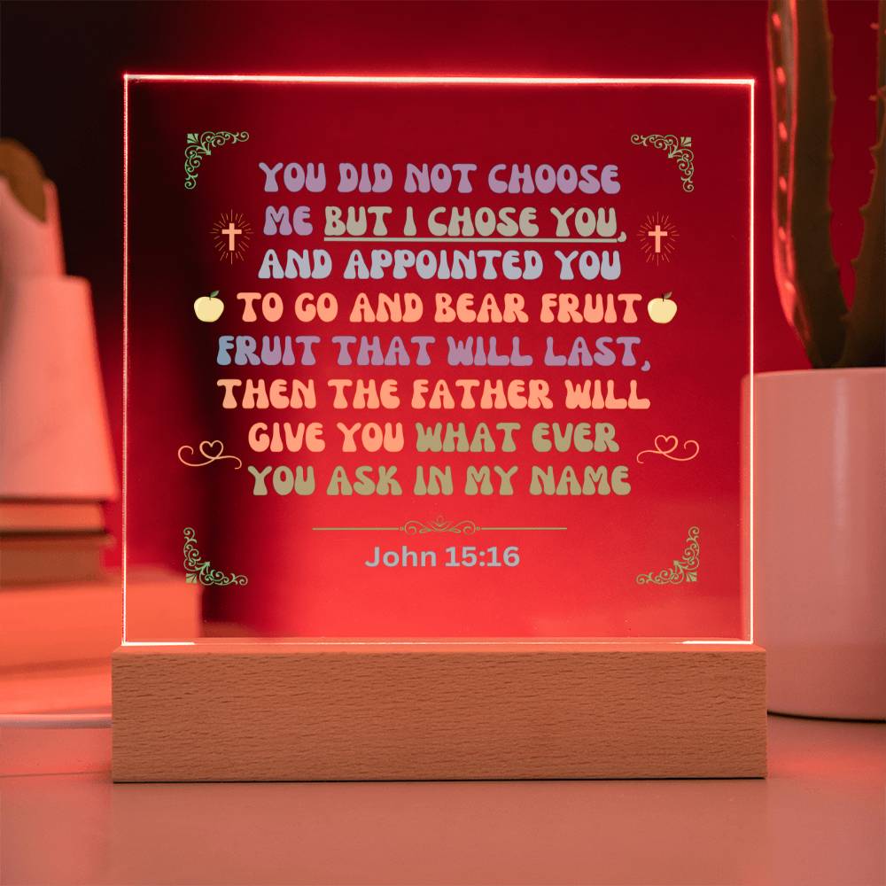 "Acrylic Plaque Night Light Product with Bible Verse: A stunning acrylic plaque featuring a comforting Bible verse, beautifully illuminated as a night light."