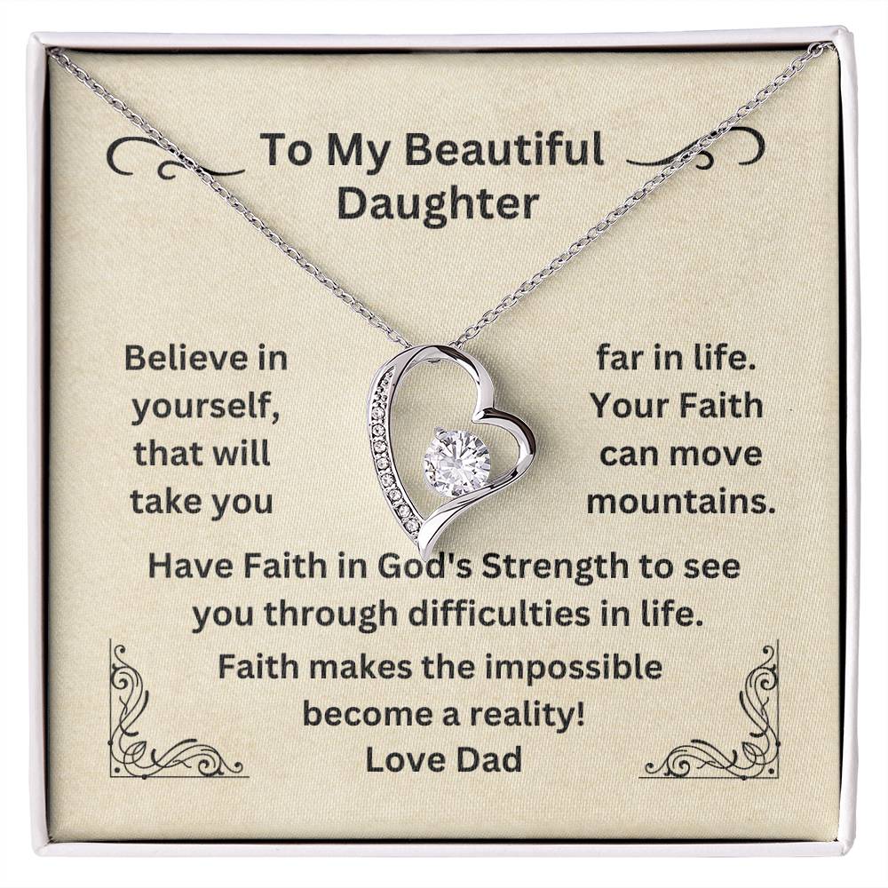 Daughter Dainty Heart Necklace Have Faith In Yourself