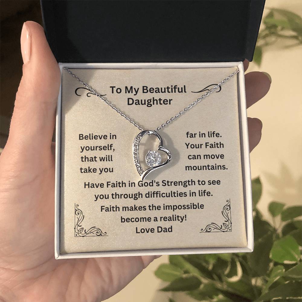 Daughter Dainty Heart Necklace Have Faith In Yourself