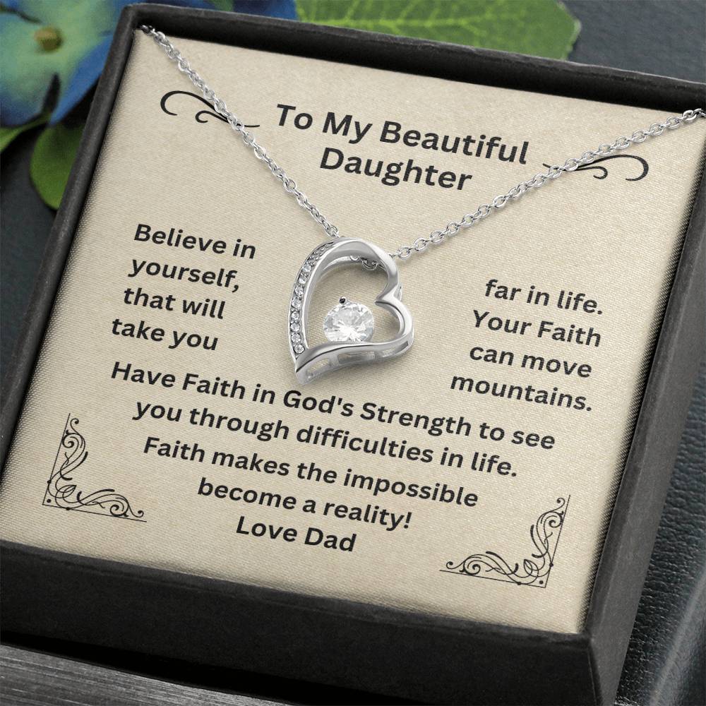 Daughter Dainty Heart Necklace Have Faith In Yourself