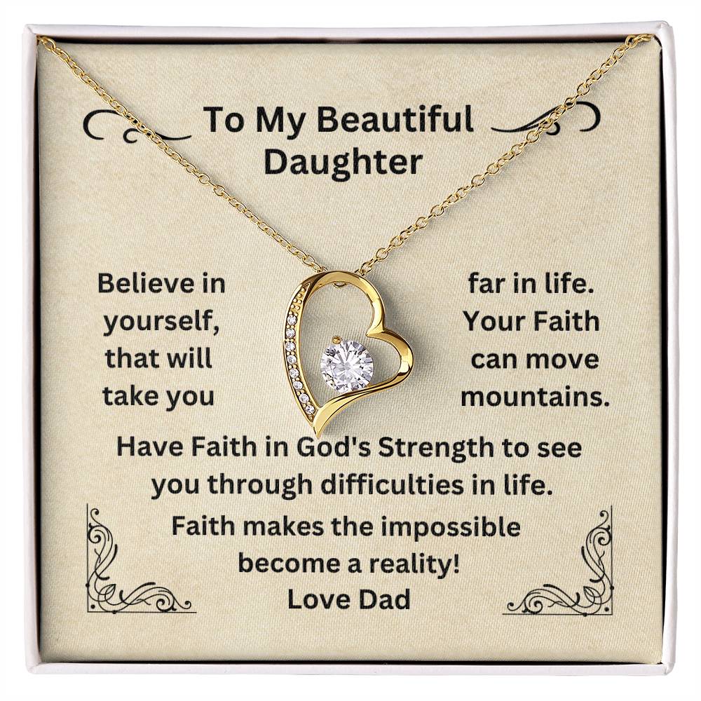 Daughter Dainty Heart Necklace Have Faith In Yourself