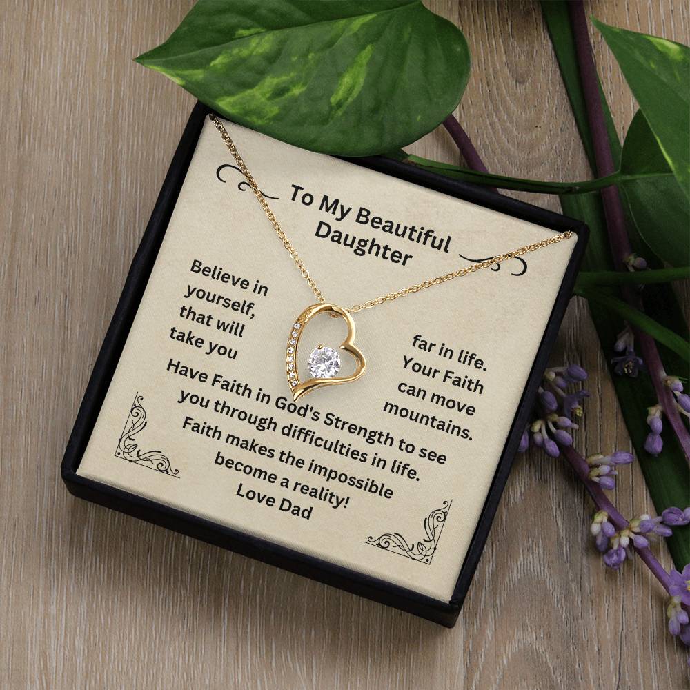 Daughter Dainty Heart Necklace Have Faith In Yourself