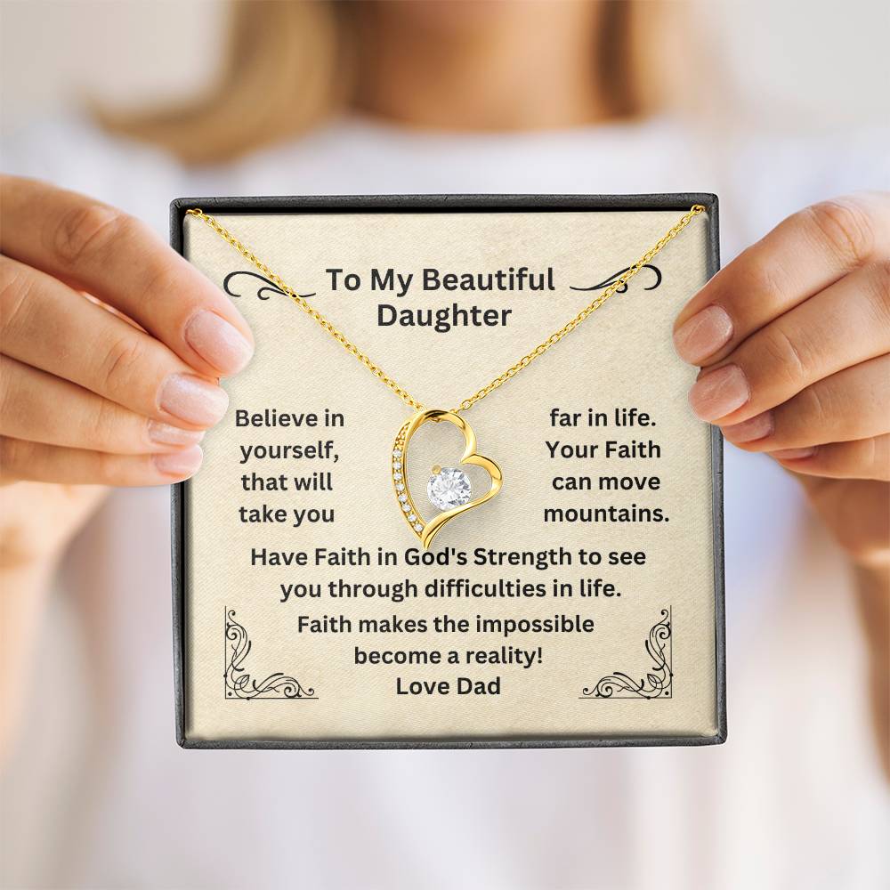 Daughter Dainty Heart Necklace Have Faith In Yourself