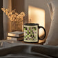 Green quilt for Black Ceramic Mug Tan border