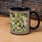 Green quilt for Black Ceramic Mug Gray border