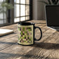 Green quilt for Black Ceramic Mug Tan border