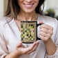 Green quilt for Black Ceramic Mug Gray border