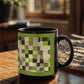 Green quilt for Black Ceramic Mug Green border