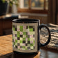 Green quilt for Black Ceramic Mug Gray border